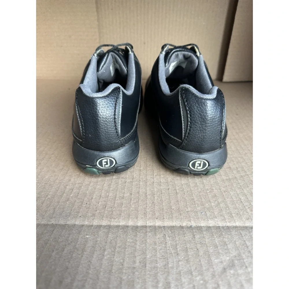 FJ FootJoy GreenJoys Golf Shoes Mens 10.5 W Black‎ Leather Lace Up